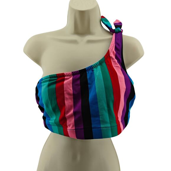 Old Navy Multicolor Stripe Single Shoulder Bikini Top Womens Large - Picture 1 of 5